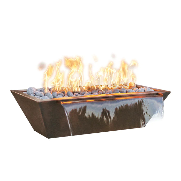 The Outdoor Plus 72" Rectangular Linear Maya Fire & Water Bowl - Powder Coated Metal