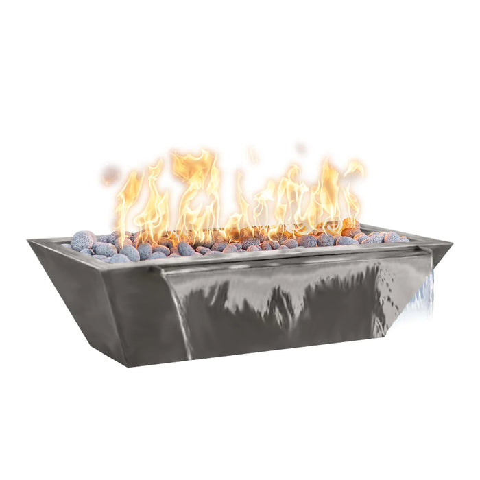 The Outdoor Plus 48" Rectangular Linear Maya Fire & Water Bowl - Powder Coated Metal