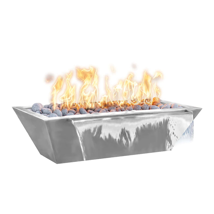 The Outdoor Plus Rectangular Linear Maya Fire & Water Bowl - Stainless Steel