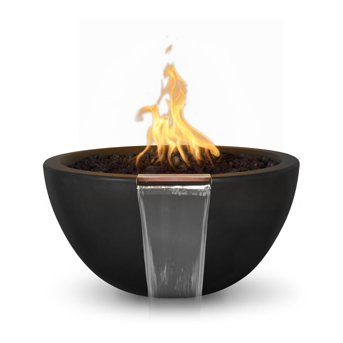 The Outdoor Plus 30" Round Luna Fire & Water Bowl - GFRC Concrete - Liquid Propane