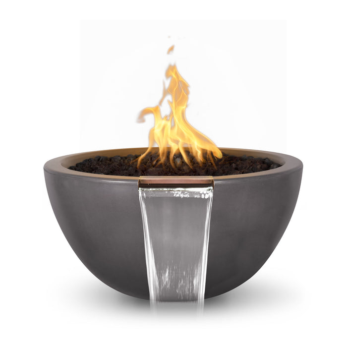 The Outdoor Plus 30" Round Luna Fire & Water Bowl - GFRC Concrete - Natural Gas