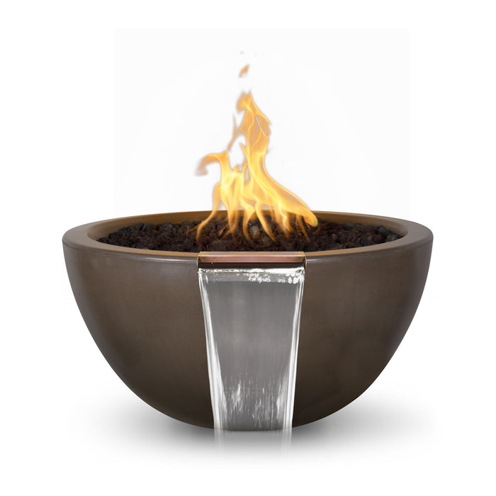 The Outdoor Plus 30" Round Luna Fire & Water Bowl - GFRC Concrete - Natural Gas