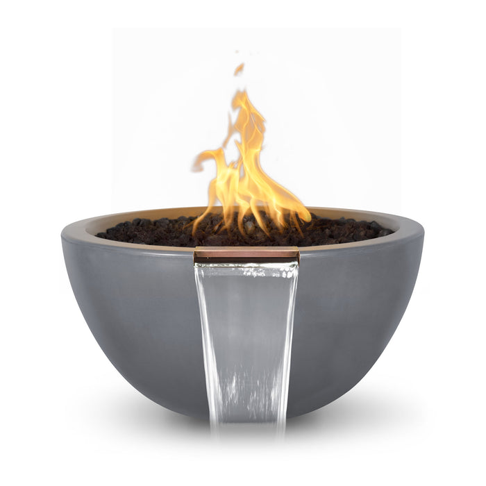 The Outdoor Plus 30" Round Luna Fire & Water Bowl - GFRC Concrete - Natural Gas