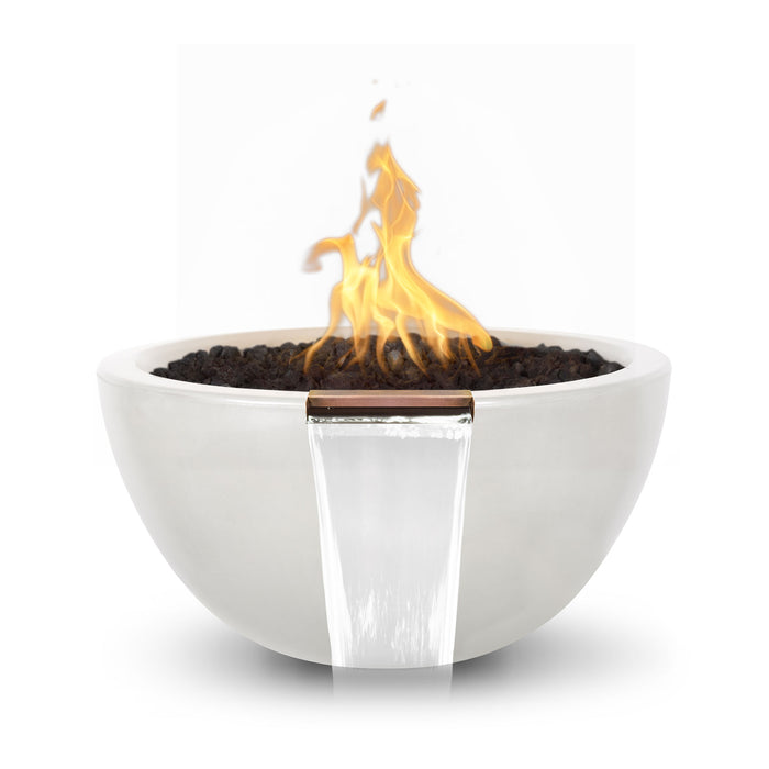 The Outdoor Plus 30" Round Luna Fire & Water Bowl - GFRC Concrete - Natural Gas