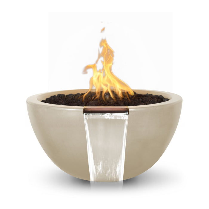 The Outdoor Plus 38" Round Luna Fire & Water Bowl - GFRC Concrete - Natural Gas