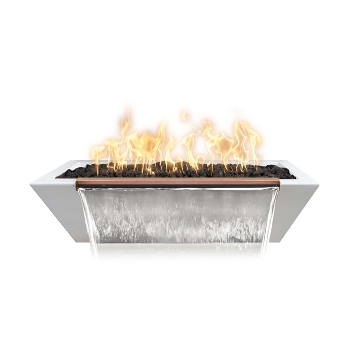 The Outdoor Plus 48" Rectangular Linear Maya Fire & Water Bowl - GFRC Concrete Liquid Propane