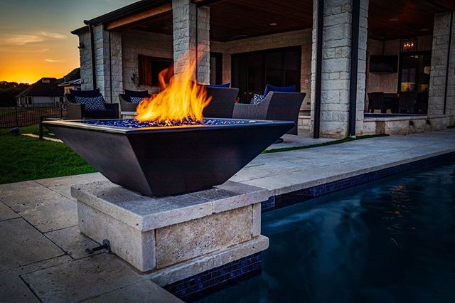 The Outdoor Plus Square Maya Fire Bowl - GFRC Concrete