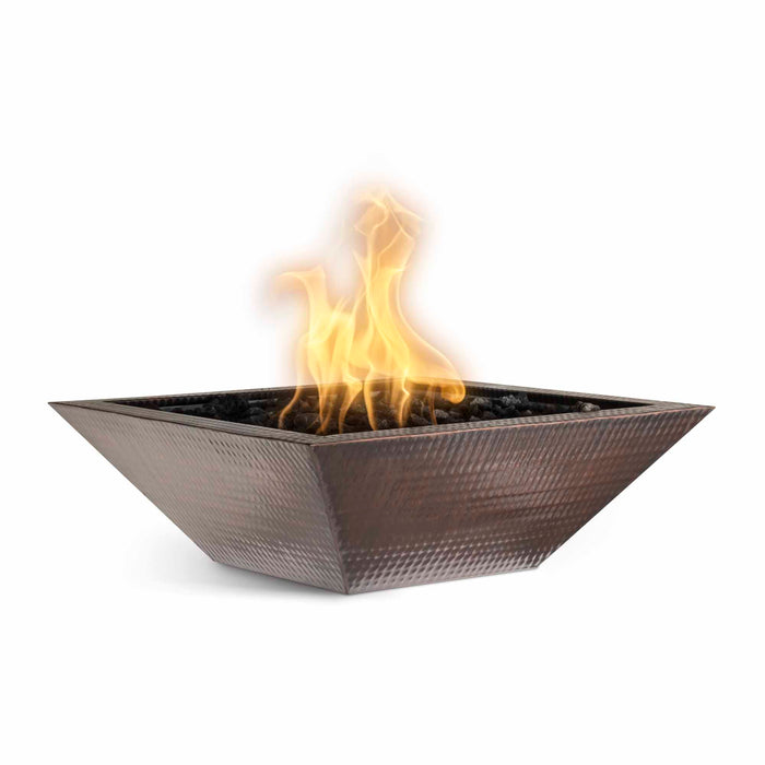 The Outdoor Plus Square Maya Fire Bowl - Hammered Patina Copper