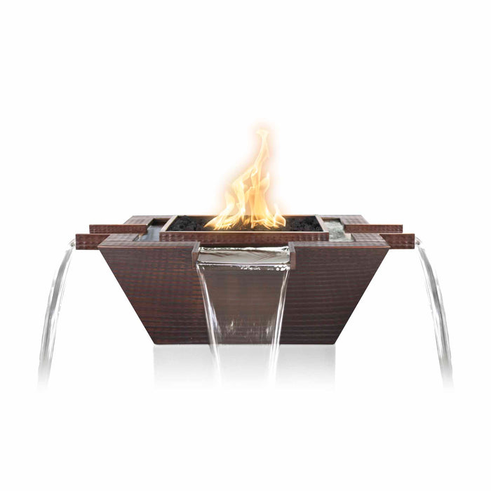 The Outdoor Plus Maya Hammered Copper Fire & Water Bowl - 4-Way Spill