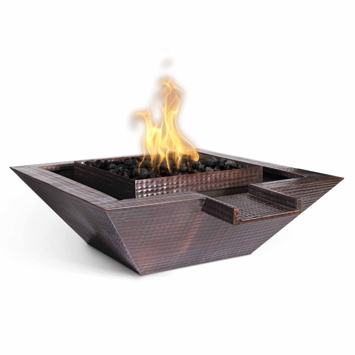 The Outdoor Plus Square Maya Hammered Copper Fire & Water Bowl - Gravity Spill