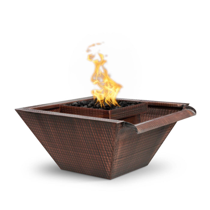 The Outdoor Plus Maya Hammered Copper Fire & Water Bowl - Wide Gravity Spill