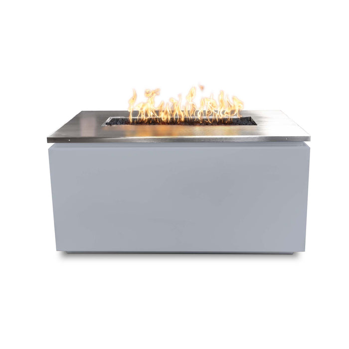 The Outdoor Plus 46" Rectangular Merona Fire Table - Stainless Steel Top & Hammered Copper Base