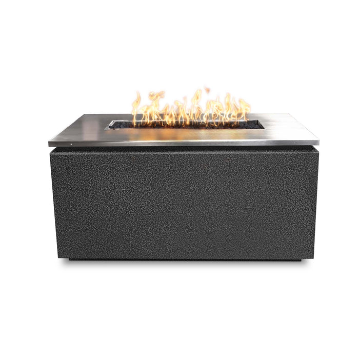 The Outdoor Plus 46" Rectangular Merona Fire Table - Stainless Steel Top & Hammered Copper Base