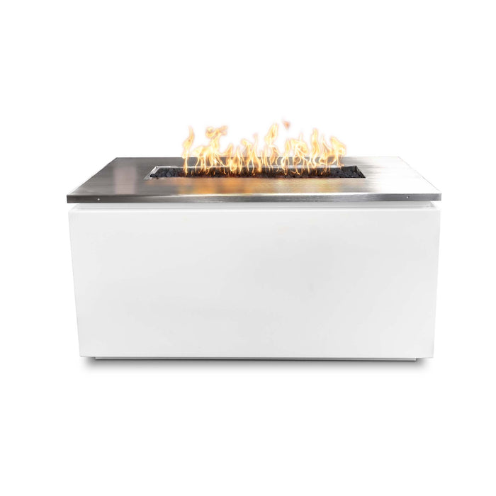 The Outdoor Plus 46" Rectangular Merona Fire Table - Stainless Steel Top & Corten Steel Base