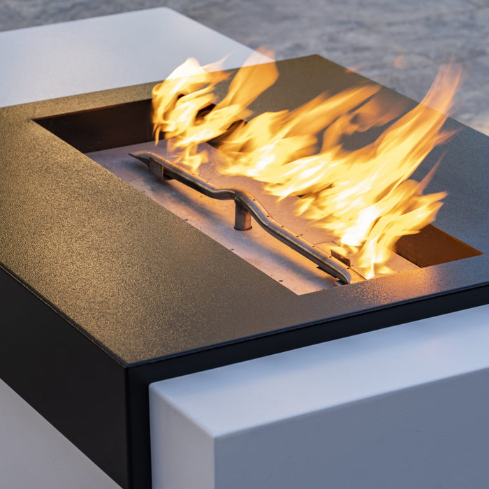 The Outdoor Rectangular Moonstone Fire Pit - Powder Coated Metal