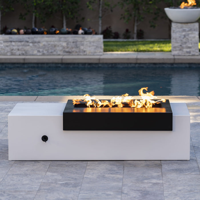 The Outdoor Rectangular Moonstone Fire Pit - Powder Coated Metal