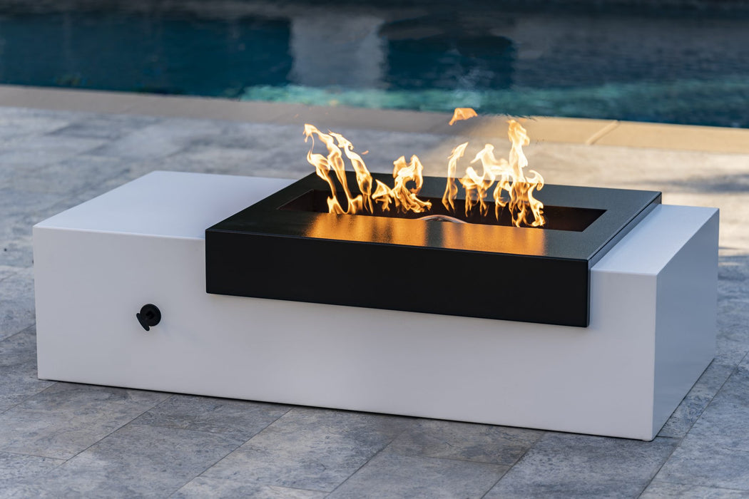 The Outdoor Rectangular Moonstone Fire Pit - Powder Coated Metal