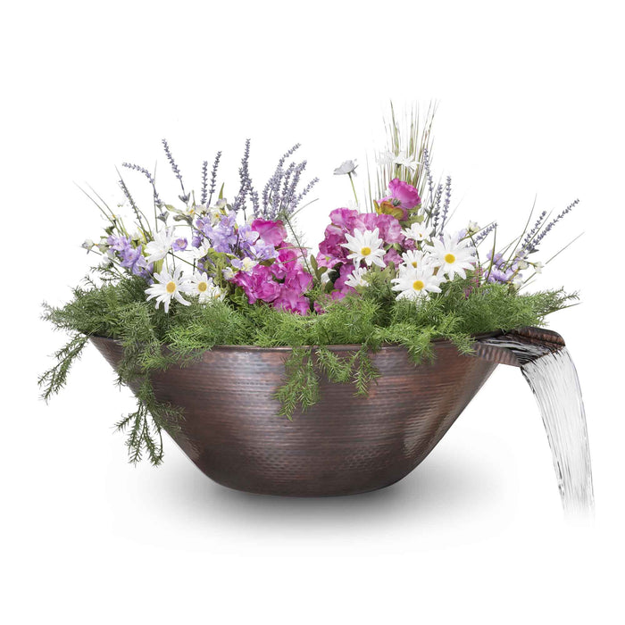 The Outdoor Plus 31" Remi Hammered Copper Planter & Water Bowl OPT-31RCPW