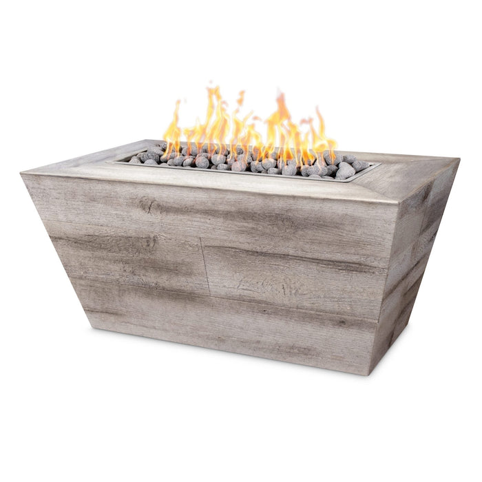 The Outdoor Plus 60" Rectangular Plymouth 24" Tall Fire Pit - Wood Grain GFRC Concrete