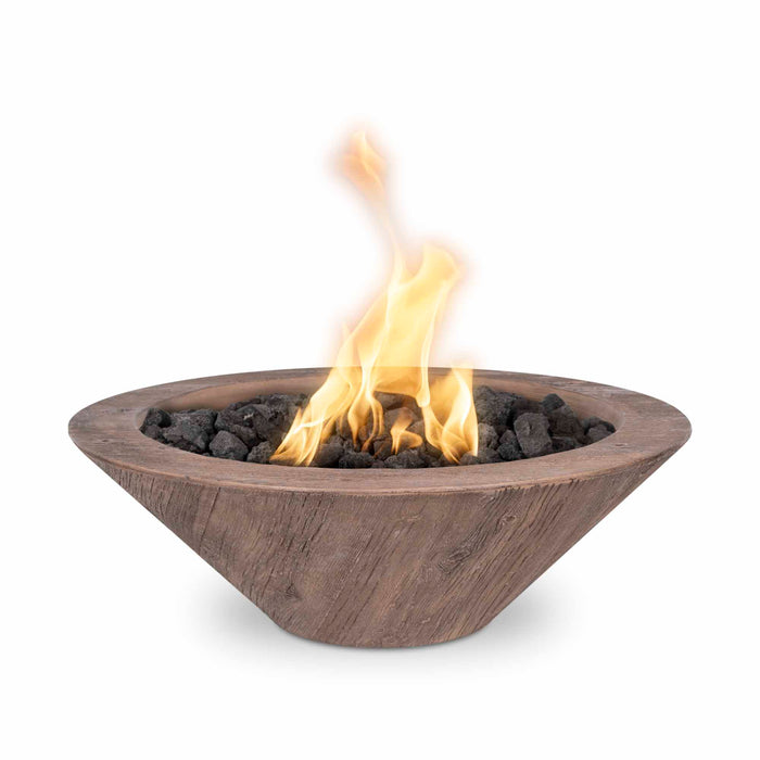 The Outdoor Plus Round Cazo Fire Bowl - Wood Grain GFRC Concrete