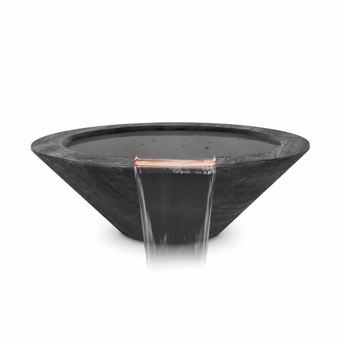 The Outdoor Plus Round Cazo Water Bowl - Wood Grain GFRC Concrete