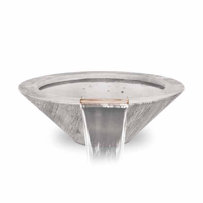 The Outdoor Plus Round Cazo Water Bowl - Wood Grain GFRC Concrete