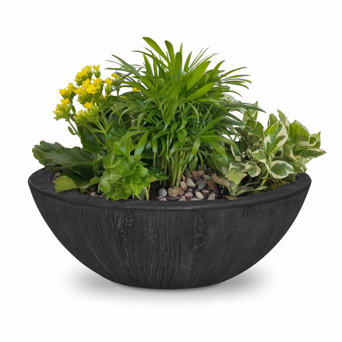 The Outdoor Plus 27" Round Sedona Planter Bowl - Wood Grain GFRC Concrete