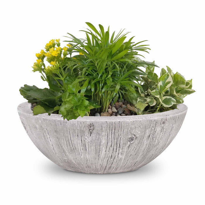 The Outdoor Plus 27" Round Sedona Planter Bowl - Wood Grain GFRC Concrete