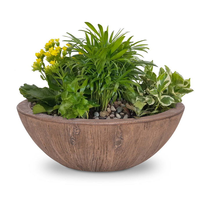 The Outdoor Plus 27" Round Sedona Planter Bowl - Wood Grain GFRC Concrete