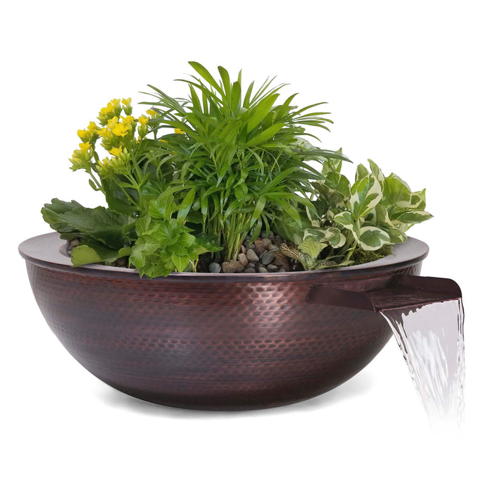 The Outdoor Plus 27" Sedona Hammered Copper Planter & Water Bowl OPT-27RCPRPW