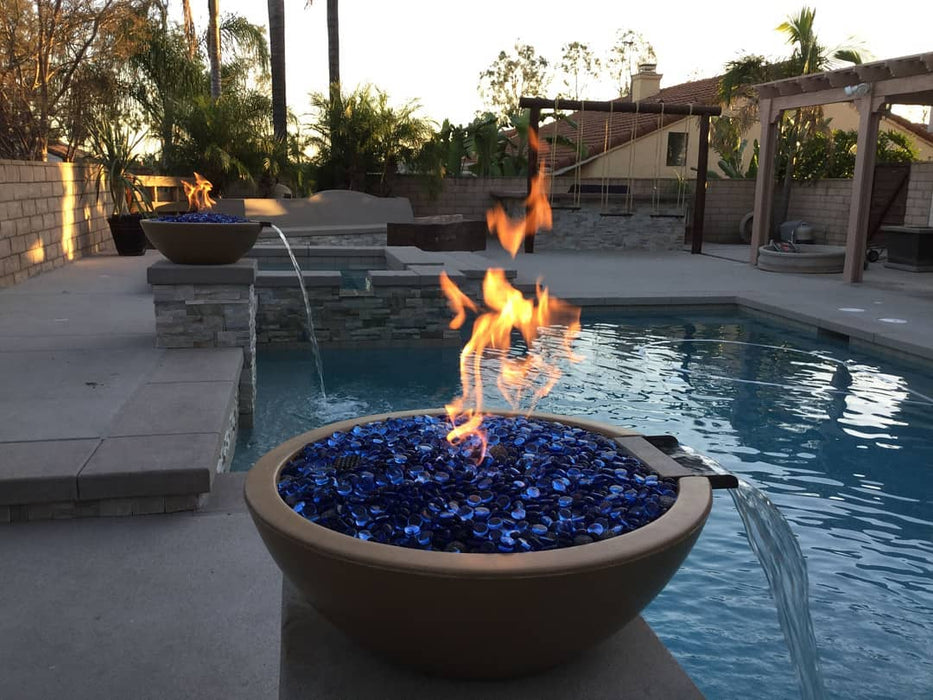 The Outdoor Plus 27" Round Sedona Fire & Water Bowl - GFRC Concrete Liquid Propane