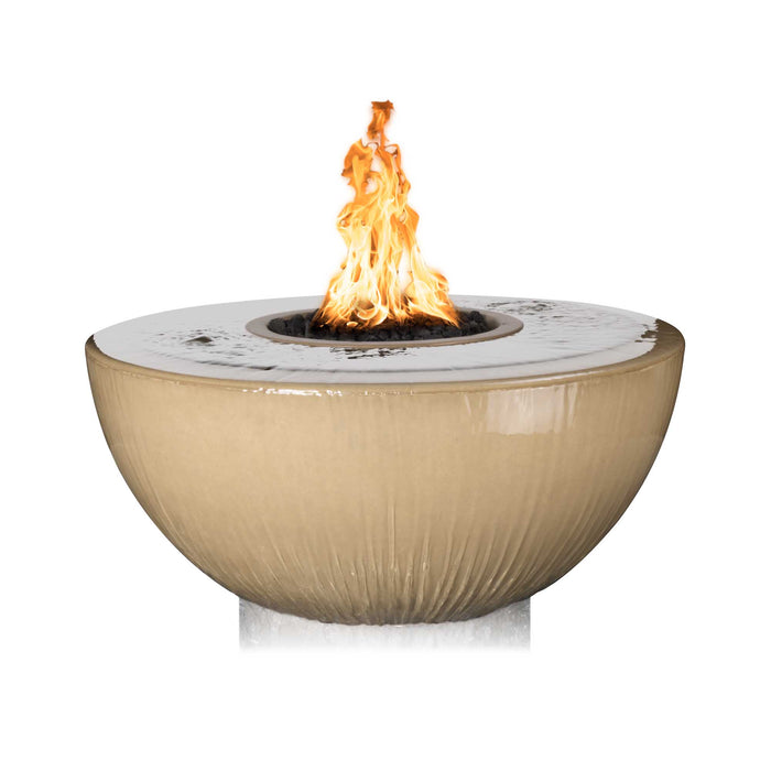 The Outdoor Plus 38" Round Sedona Fire & Water Bowl - 360° Spill GFRC Concrete