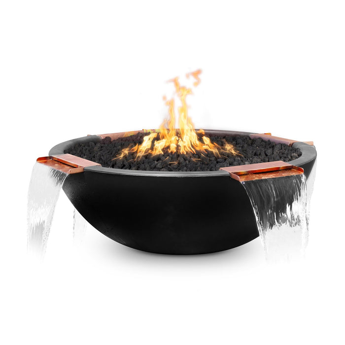 The Outdoor Plus Round Sedona GFRC Fire & Water Bowl - 4 Way Spill Liquid Propane