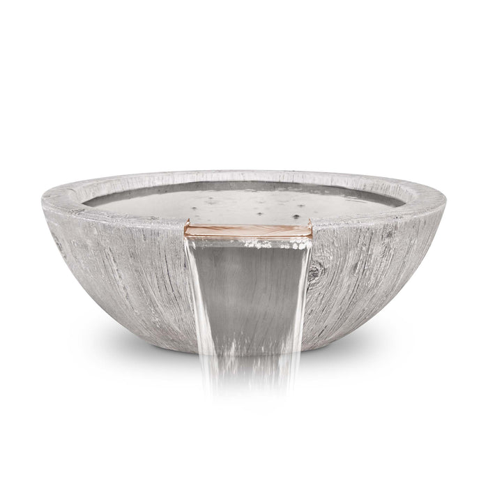 The Outdoor Plus 27" Round Sedona Water Bowl - Wood Grain GFRC Concrete OPT-27RWGWO