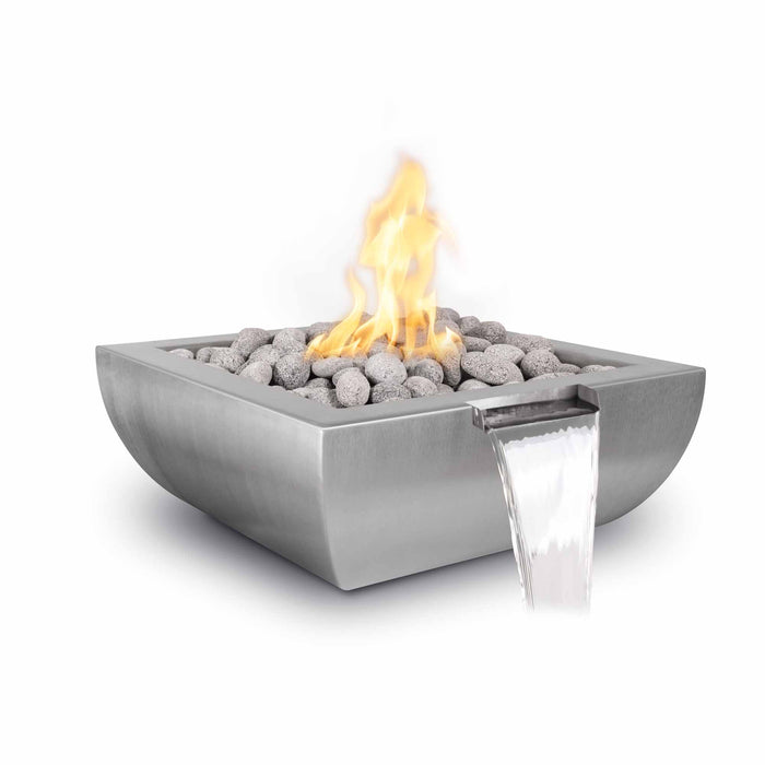 The Outdoor Plus Square Avalon Fire & Water Bowl - Stainless Steel