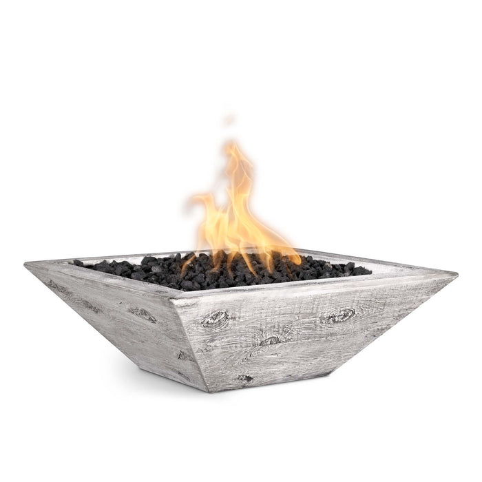 The Outdoor Plus Square Maya Fire Bowl - Wood Grain GFRC Concrete