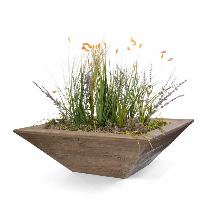 The Outdoor Plus Square Maya Planter Bowl - Wood Grain GFRC Concrete