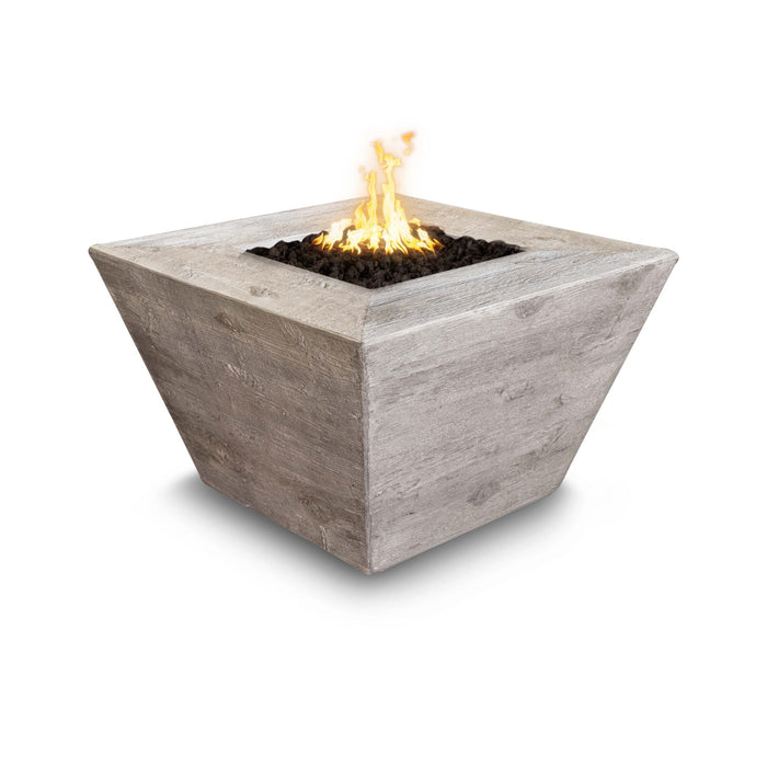 The Outdoor Plus 48" Square Plymouth 16" Tall Fire Pit - Wood Grain GFRC Concrete