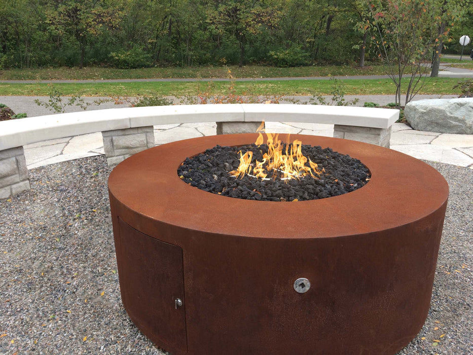 The Outdoor Plus Round Unity 18" Tall Fire Pit - Corten Steel