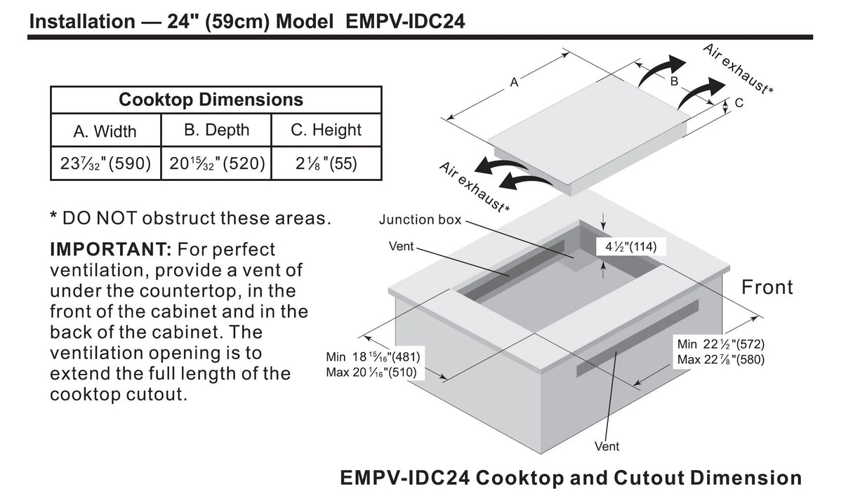 Empava 24 in. W x 20.5 in. D Induction Cooktop IDC24