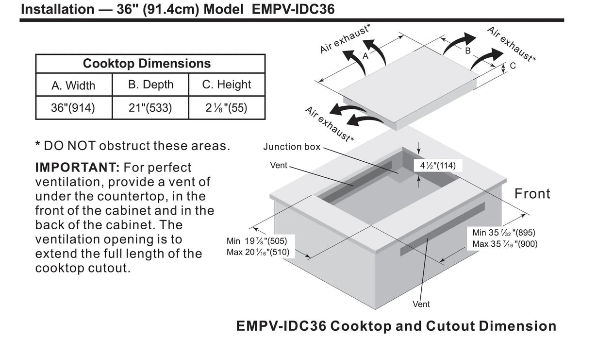 Empava 36 in. W x 21 in. D Induction Cooktop IDC36