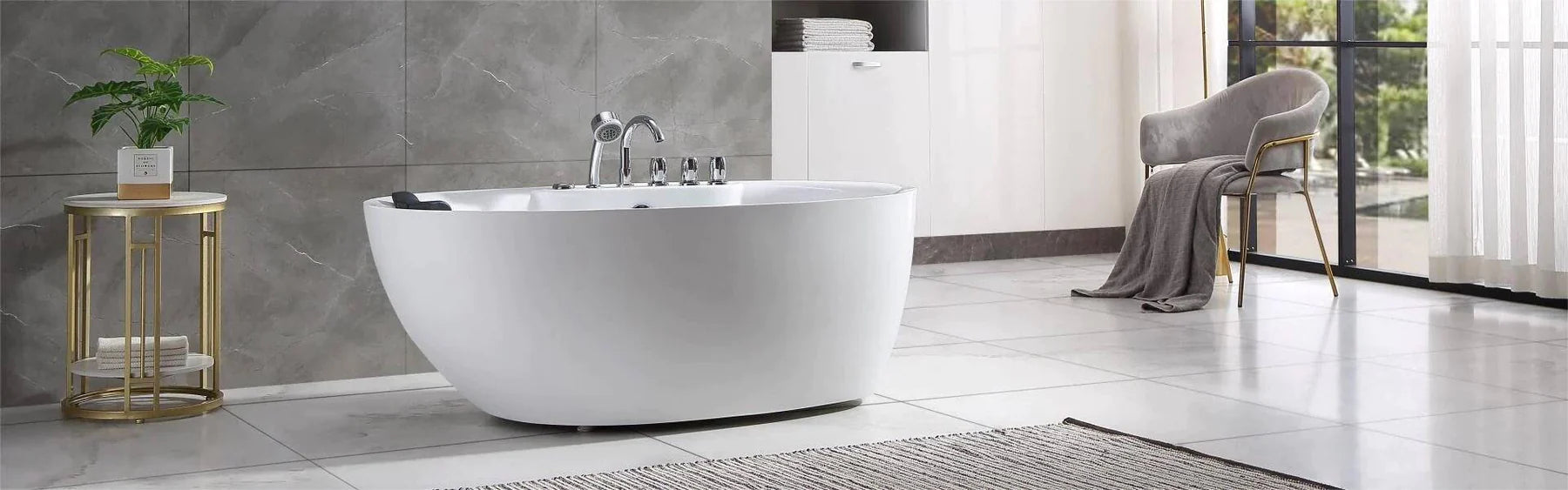 Empava 71 in. Whirlpool Freestanding Acrylic Bathtub