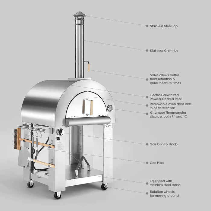 Empava Outdoor Wood Fired and Gas Pizza Oven PG03