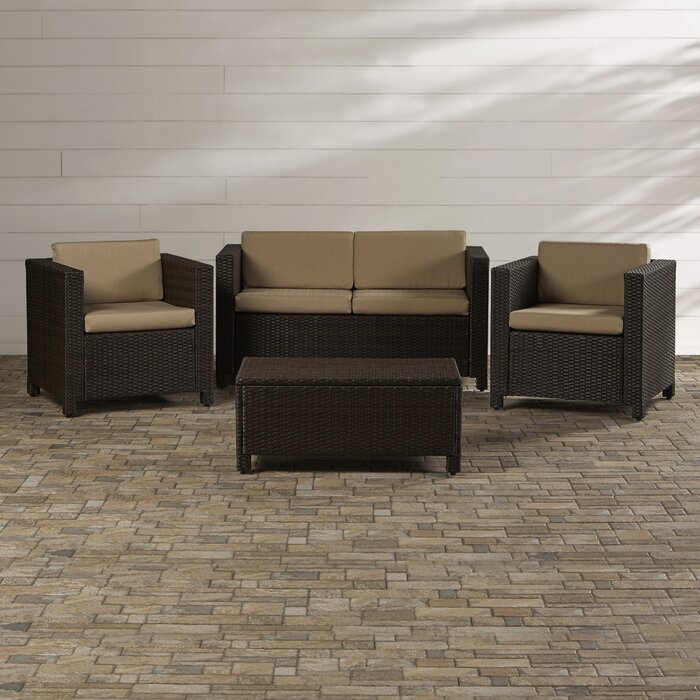 Kappa 4 Piece Rattan Sofa Seating Group with Cushions
