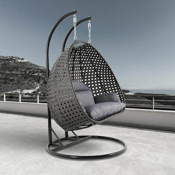 Schuster Wicker Hanging Egg Double Swing Chair with Stand