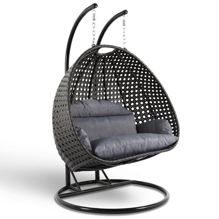 Schuster Wicker Hanging Egg Double Swing Chair with Stand